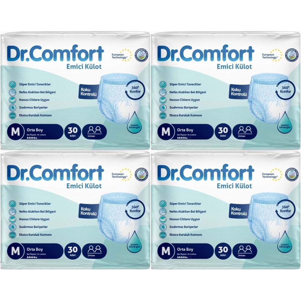 Dr.Comfort Yetişkin Bezi Emici Külot M-Orta 120 Adet 4Pk x 30