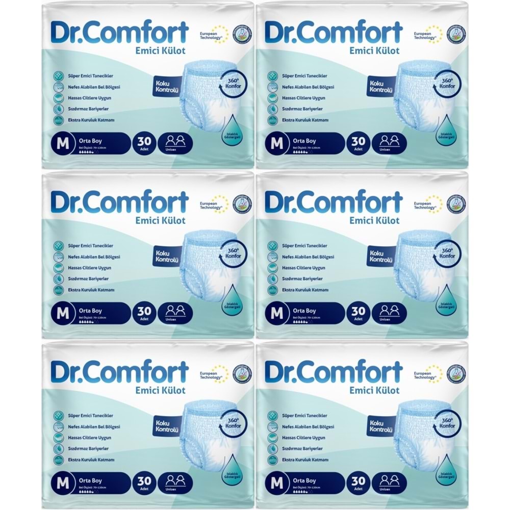 Dr.Comfort Yetişkin Bezi Emici Külot M-Orta 180 Adet 6Pk x 30