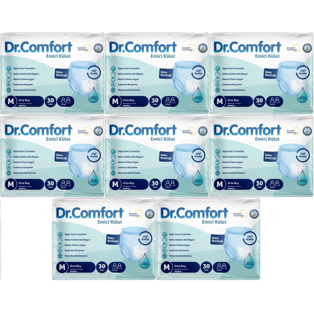Dr.Comfort Yetişkin Bezi Emici Külot M-Orta 240 Adet 8Pk x 30