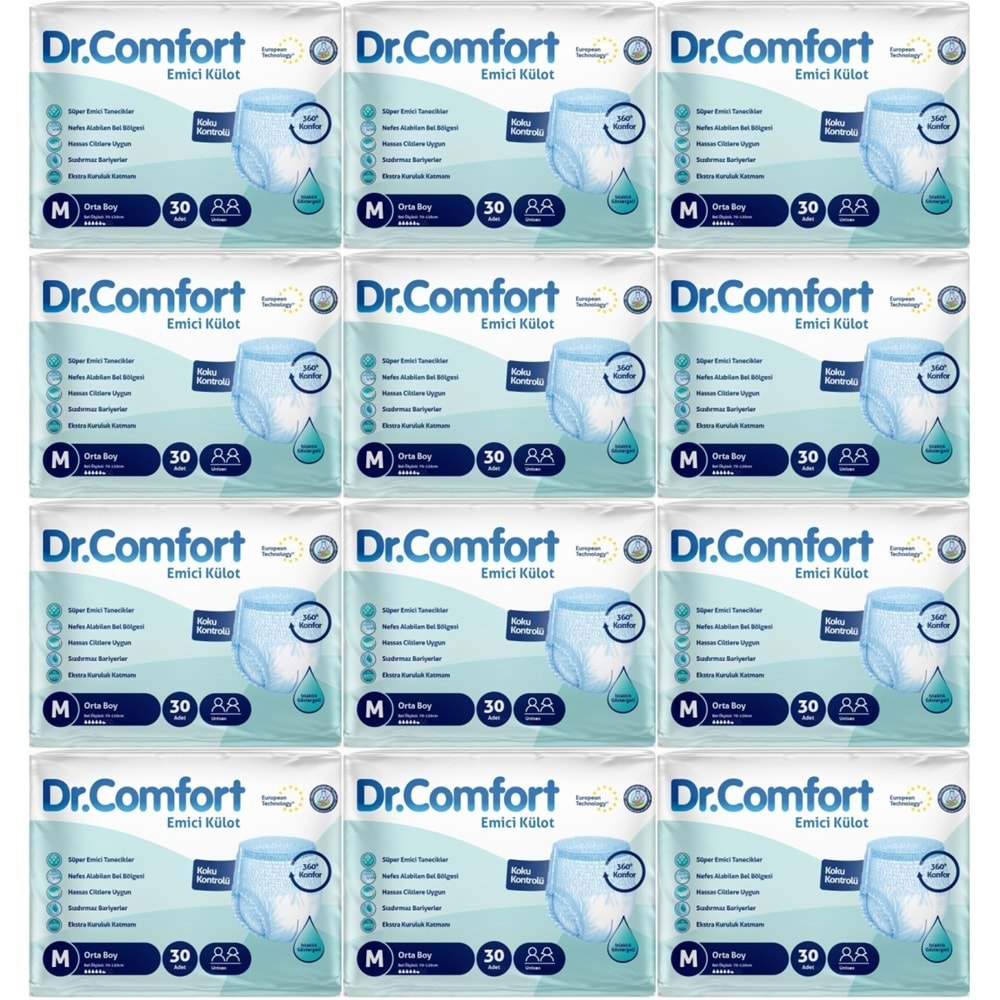 Dr.Comfort Yetişkin Bezi Emici Külot M-Orta 360 Adet 12Pk x 30