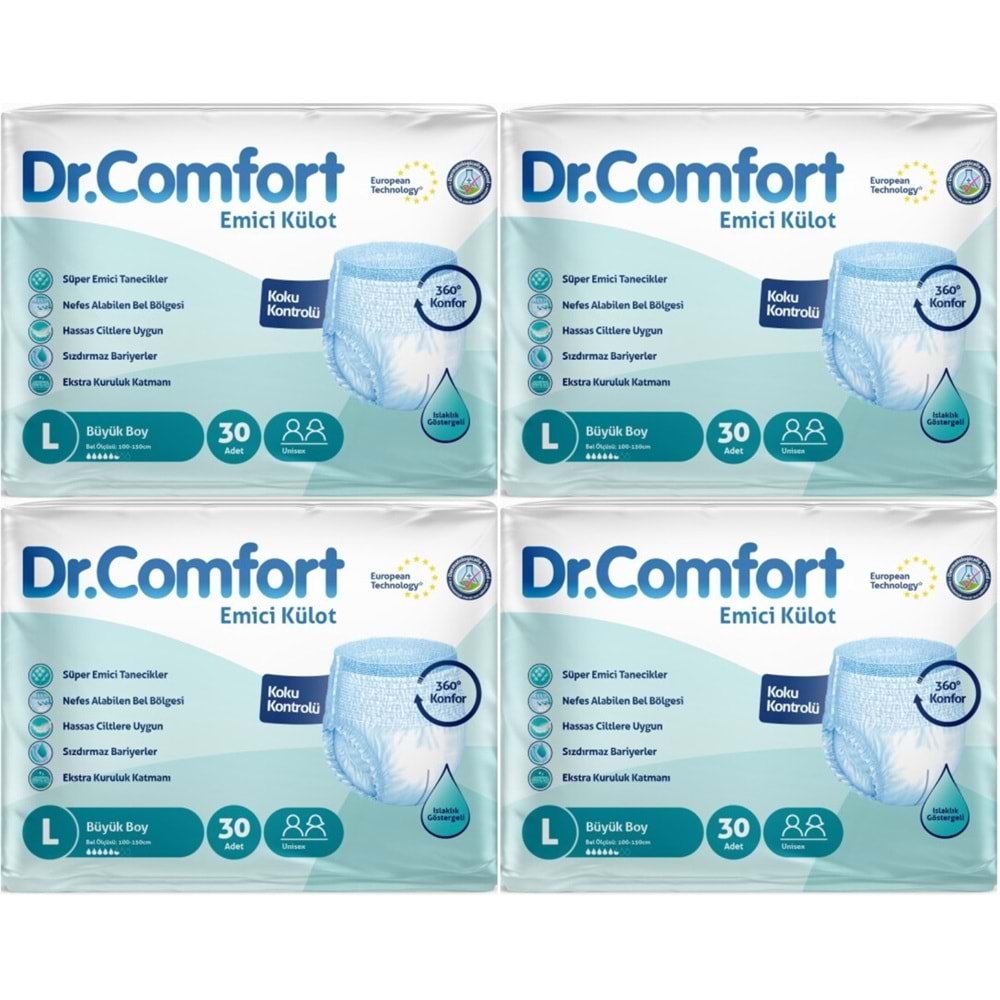 Dr.Comfort Yetişkin Bezi Emici Külot L-Büyük 120 Adet 4Pk x 30