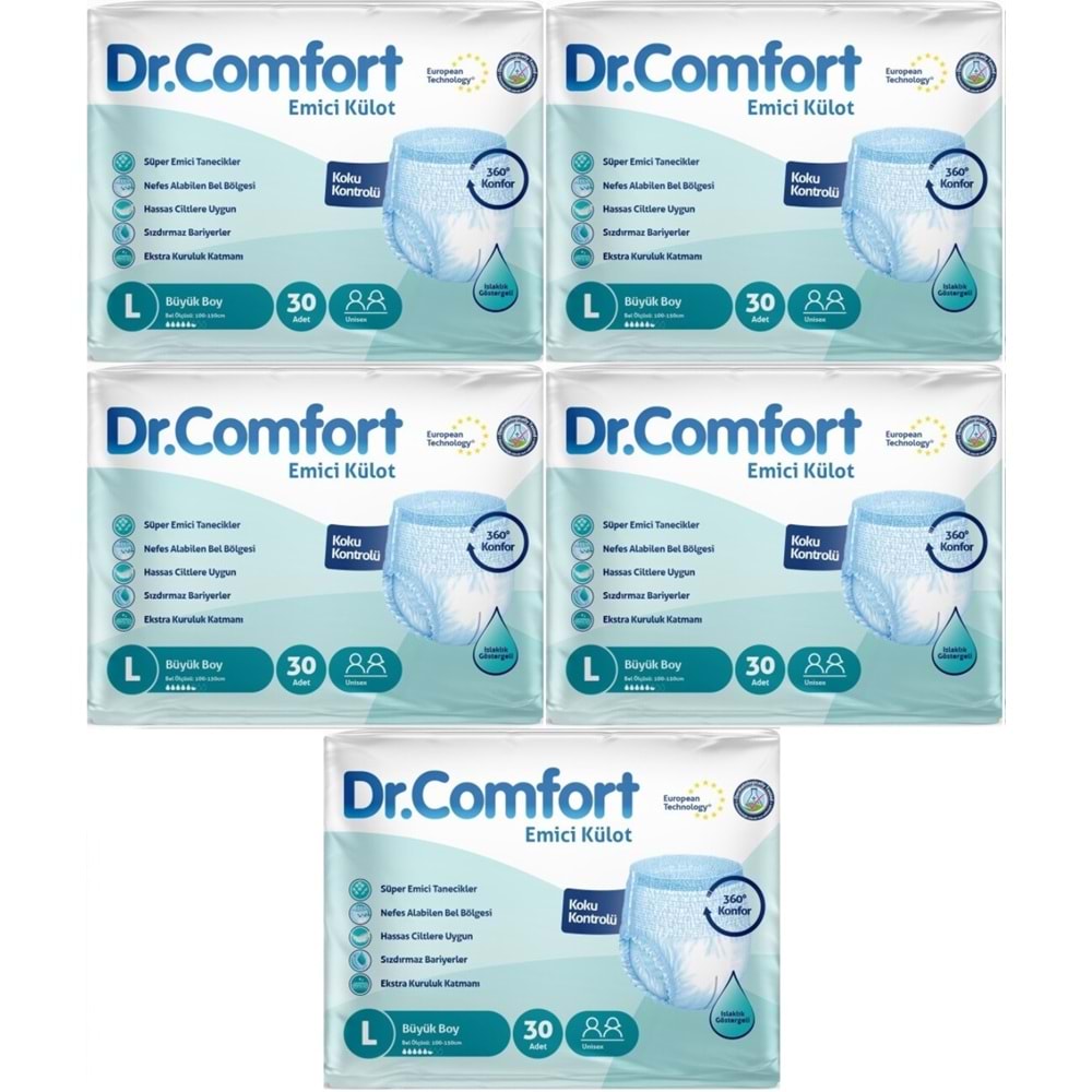 Dr.Comfort Yetişkin Bezi Emici Külot L-Büyük 150 Adet 5Pk x 30