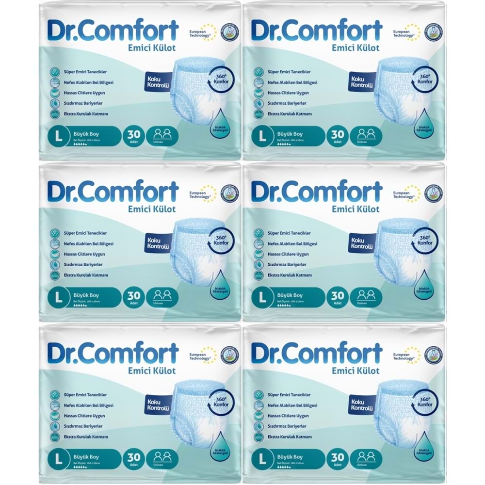 Dr.Comfort Yetişkin Bezi Emici Külot L-Büyük 180 Adet 6Pk x 30