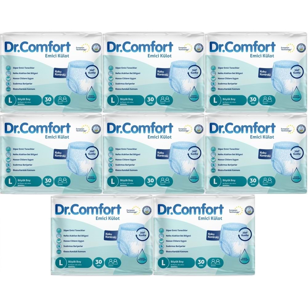Dr.Comfort Yetişkin Bezi Emici Külot L-Büyük 240 Adet 8Pk x 30