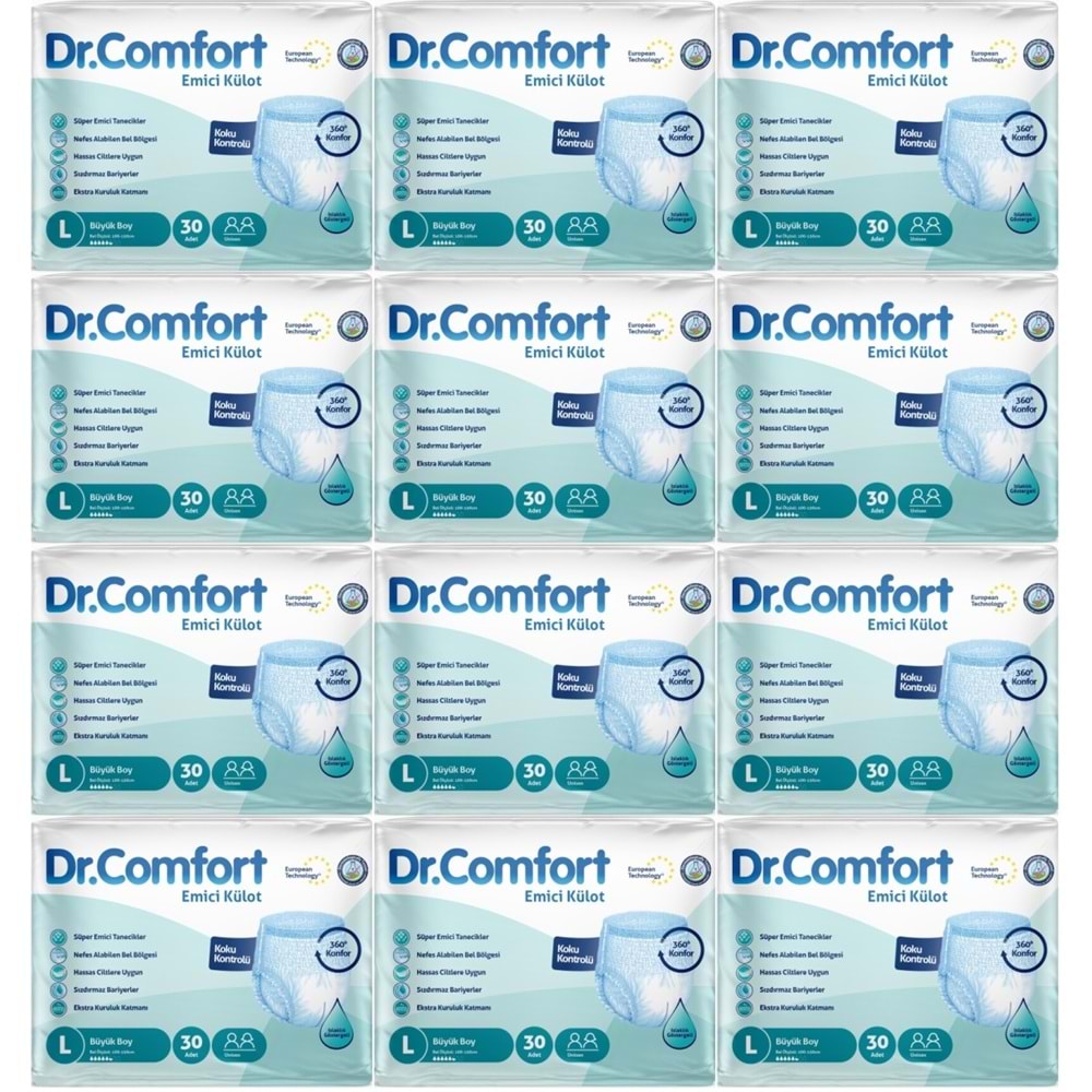 Dr.Comfort Yetişkin Bezi Emici Külot L-Büyük 360 Adet 12Pk x 30