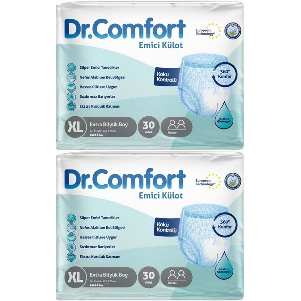 Dr.Comfort Yetişkin Bezi Emici Külot Ekstra Büyük XL 60 Adet 2Pk x 30