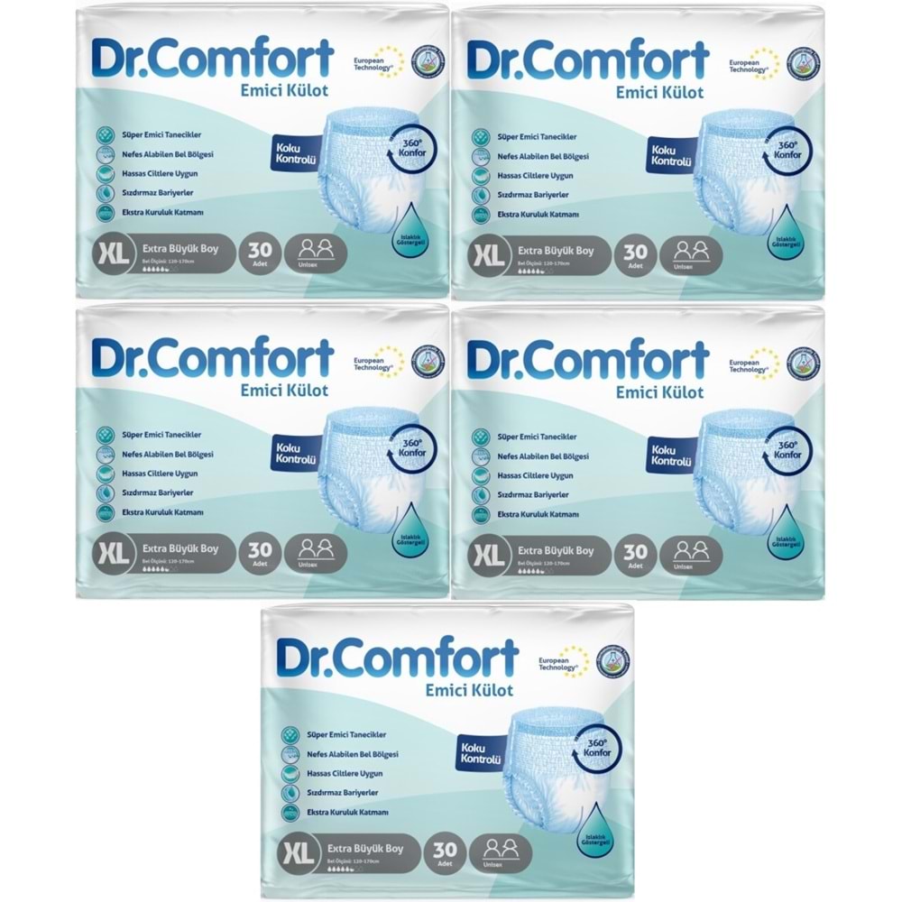 Dr.Comfort Yetişkin Bezi Emici Külot Ekstra Büyük XL 150 Adet 5Pk x 30