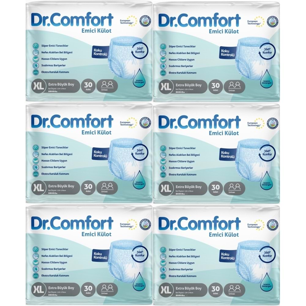 Dr.Comfort Yetişkin Bezi Emici Külot Ekstra Büyük XL 180 Adet 6Pk x 30