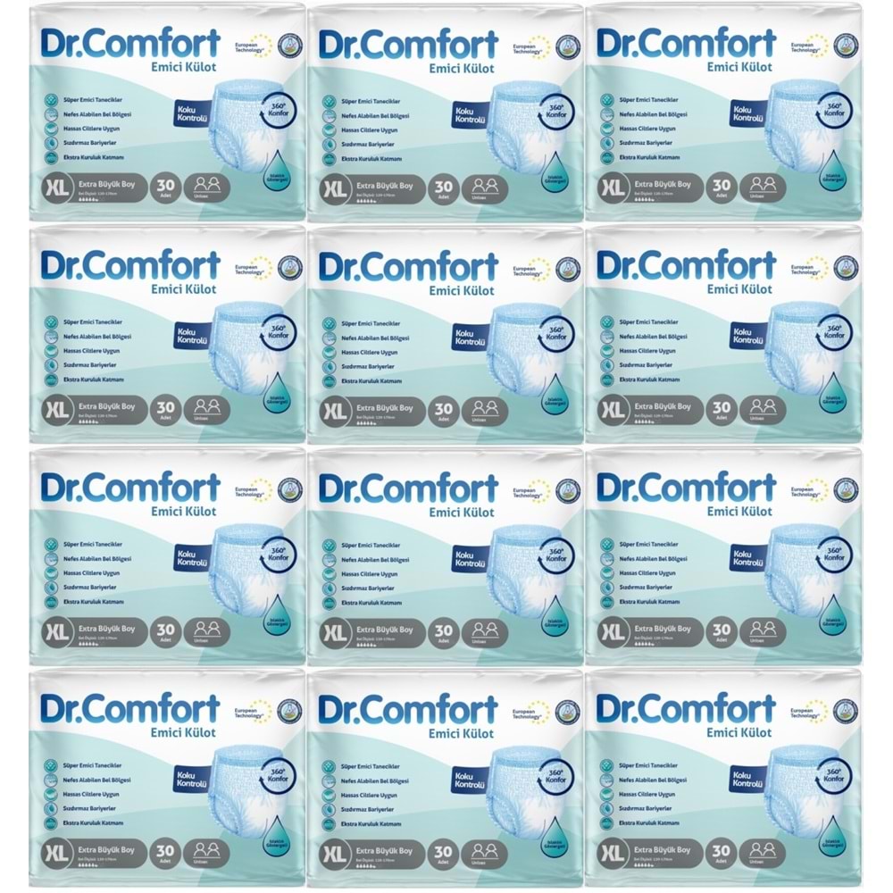Dr.Comfort Yetişkin Bezi Emici Külot Ekstra Büyük XL 360 Adet 12Pk x 30