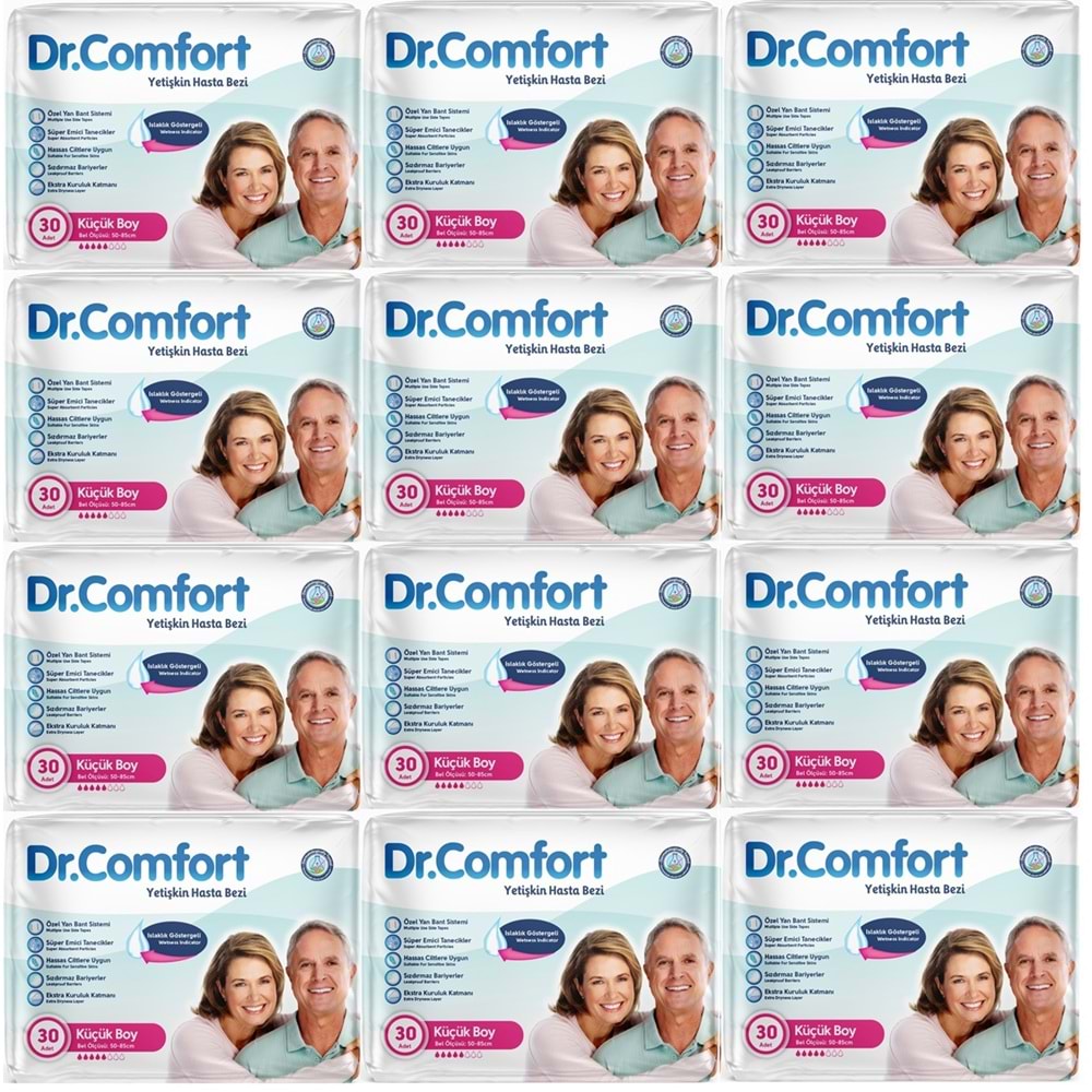 Dr.Comfort Yetişkin Bezi Bel Bantlı Tekstil Yüzeyli S - Küçük - Small 360 Adet 12Pk x 30