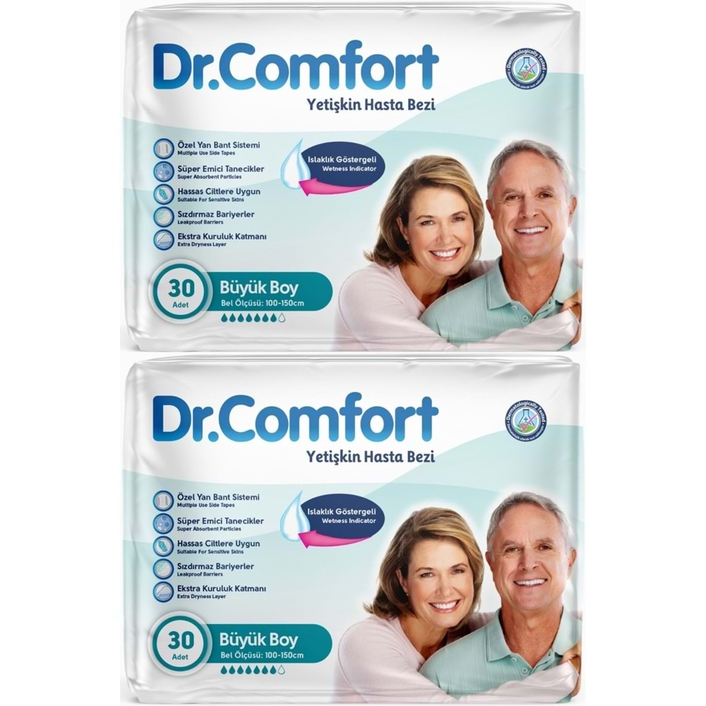 Dr.Comfort Yetişkin Bezi Bel Bantlı Tekstil Yüzeyli L - Büyük - Large 60 Adet