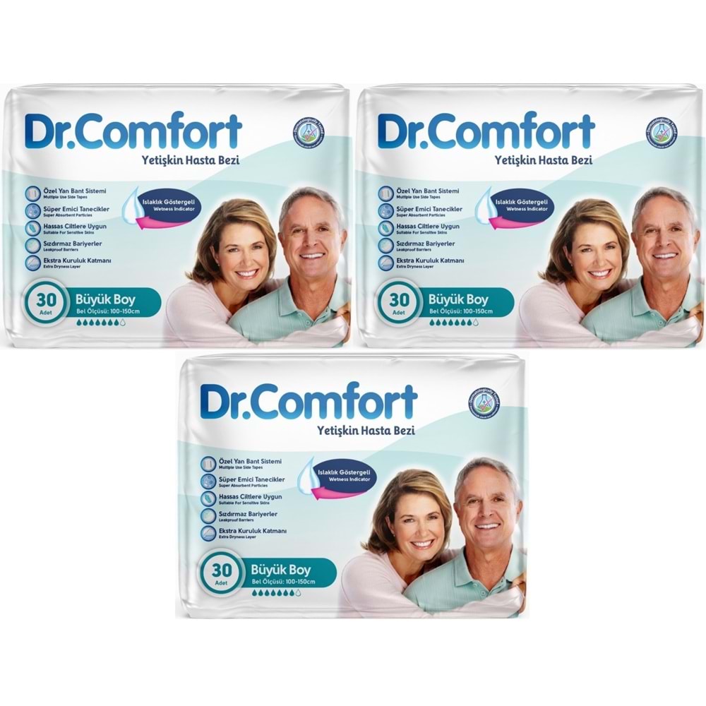 Dr.Comfort Yetişkin Bezi Bel Bantlı Tekstil Yüzeyli L - Büyük - Large 90 Adet