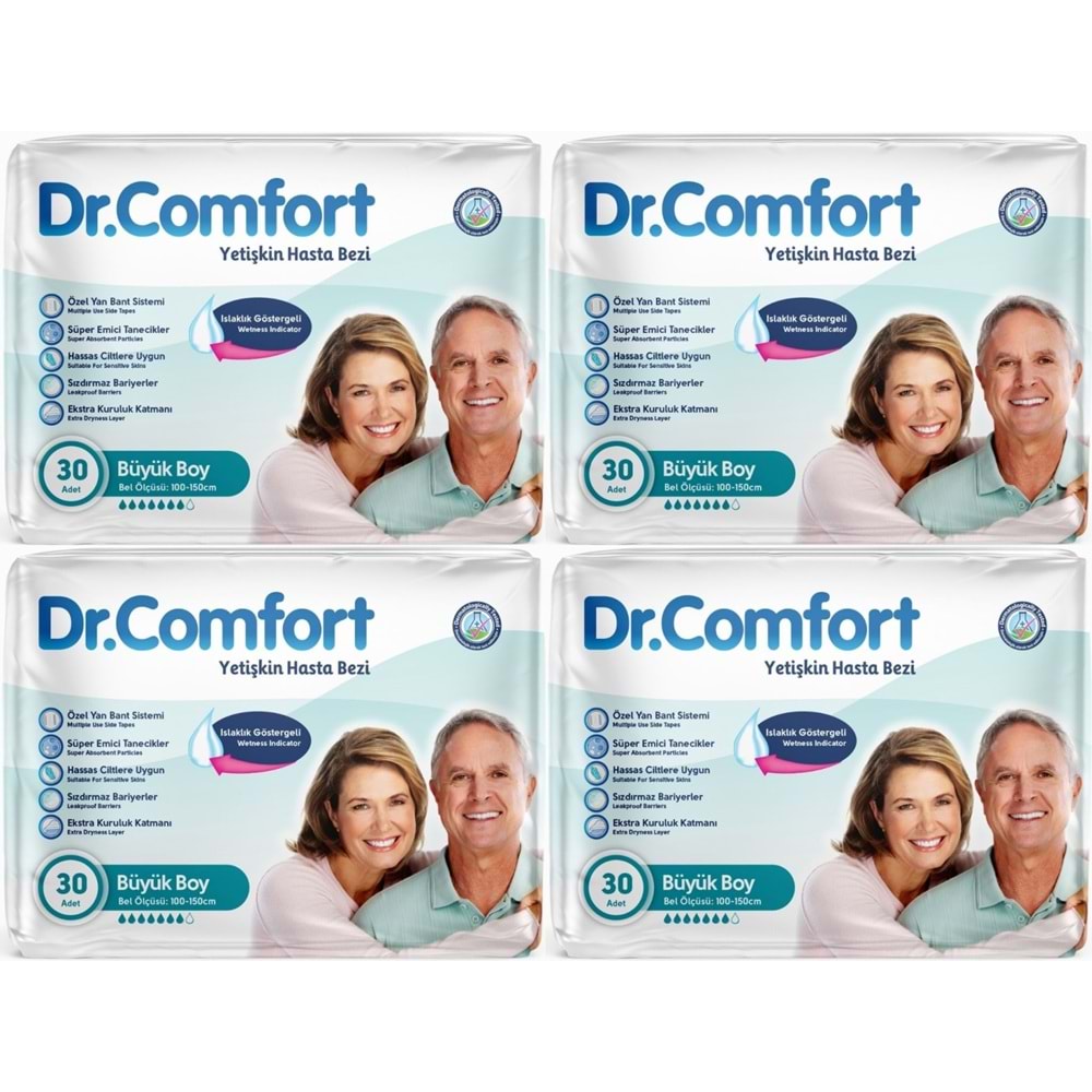 Dr.Comfort Yetişkin Bezi Bel Bantlı Tekstil Yüzeyli L - Büyük - Large 120 Adet