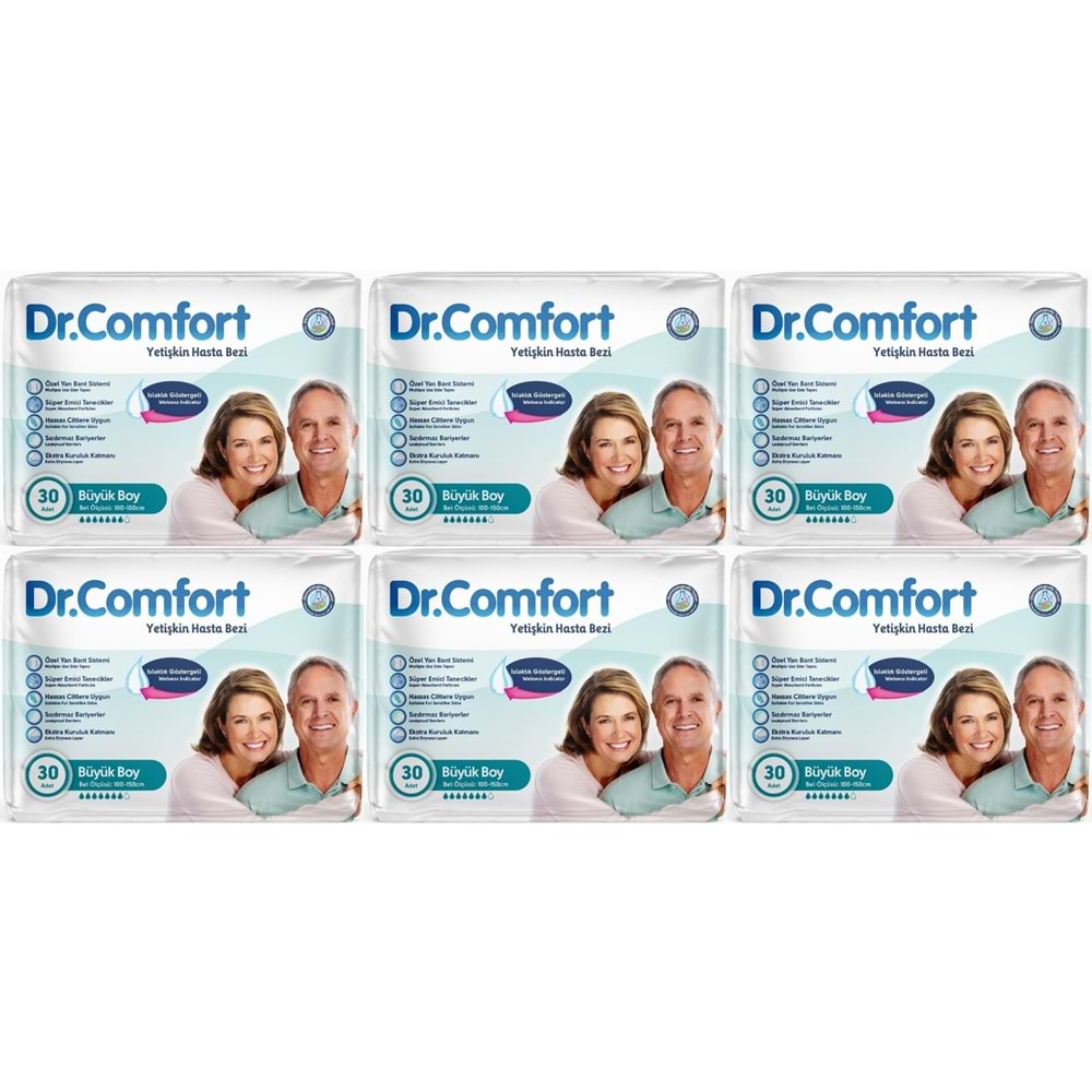 Dr.Comfort Yetişkin Bezi Bel Bantlı Tekstil Yüzeyli L - Büyük - Large 180 Adet