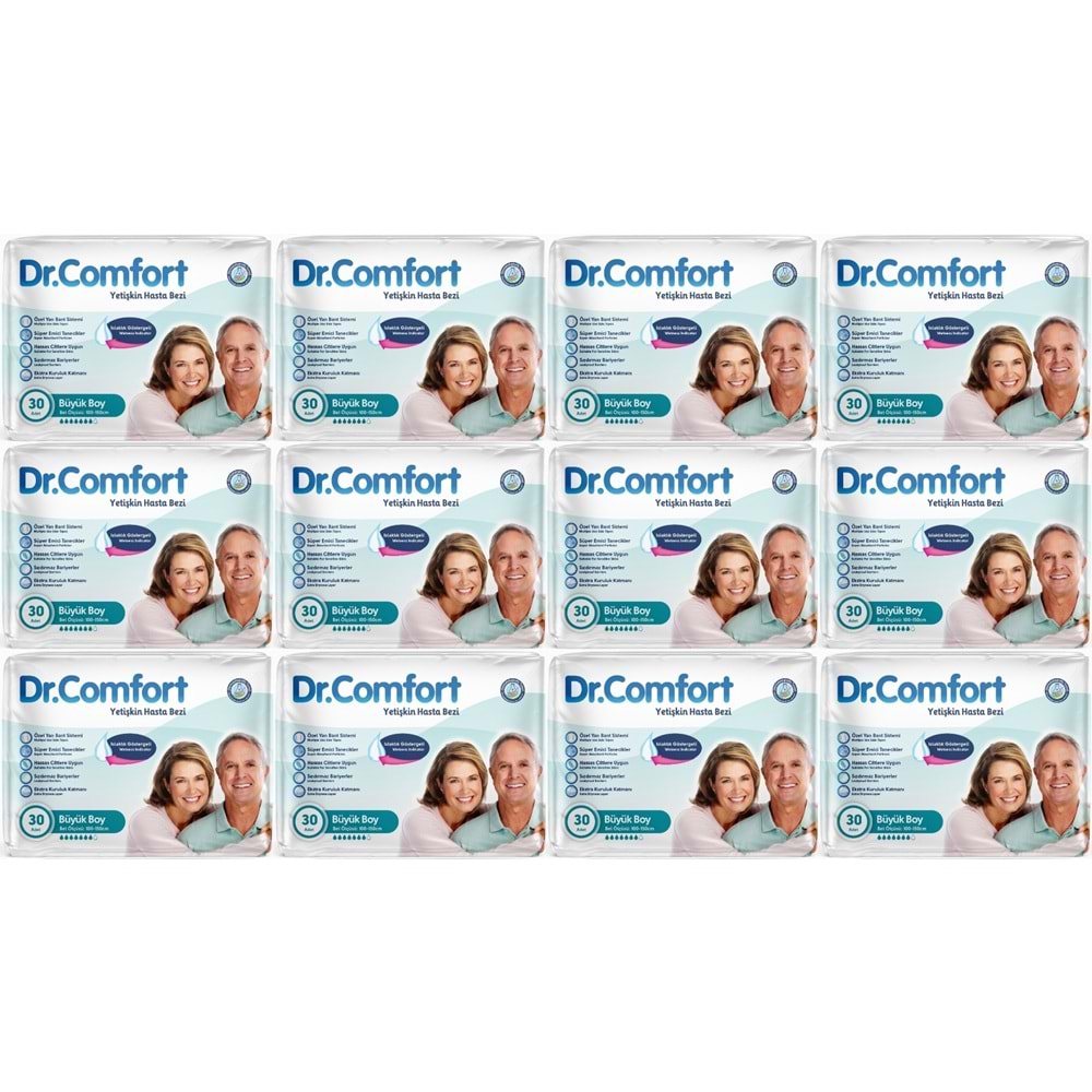 Dr.Comfort Yetişkin Bezi Bel Bantlı Tekstil Yüzeyli L - Büyük - Large 360 Adet