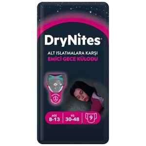 Drynites Emici Gece Külodu/Külot Bez Kız 8-13 Yaş 30-48KG Large 54 Adet 6PK*9 Alt Islatmalara Karşı