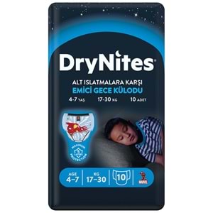 Drynites Emici Gece Külodu/Külot Bez Erkek 4-7 Yaş 17-30KG Small 50Adet 5PK*10 Alt Islatmalara Karşı