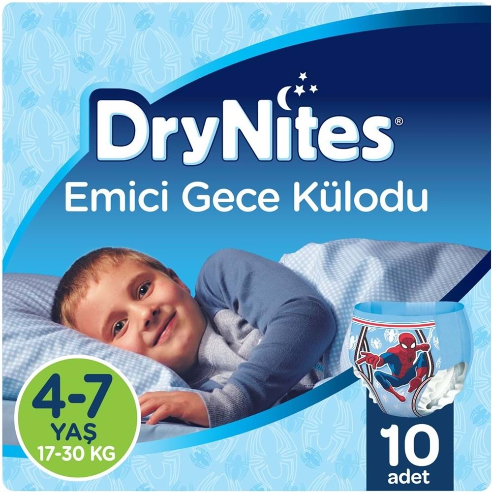 Drynites Emici Gece Külodu/Külot Bez Erkek 4-7 Yaş 17-30KG Small 50Adet 5PK*10 Alt Islatmalara Karşı