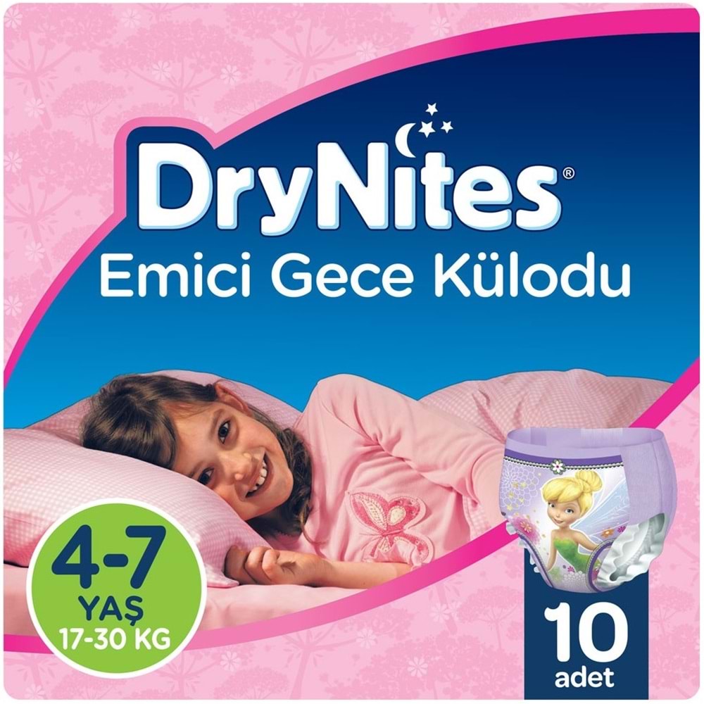 Drynites Emici Gece Külodu/Külot Bez Kız 4-7 Yaş 17-30 KG Large 90 Adet 9PK*10 Alt Islatmalara Karşı