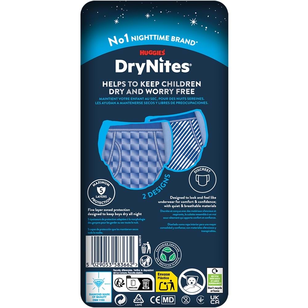 Drynites Emici Gece Külodu/Külot Bez Erkek 13+ Yaş (48-60KG) X Large 18 Adet (2PK*9)