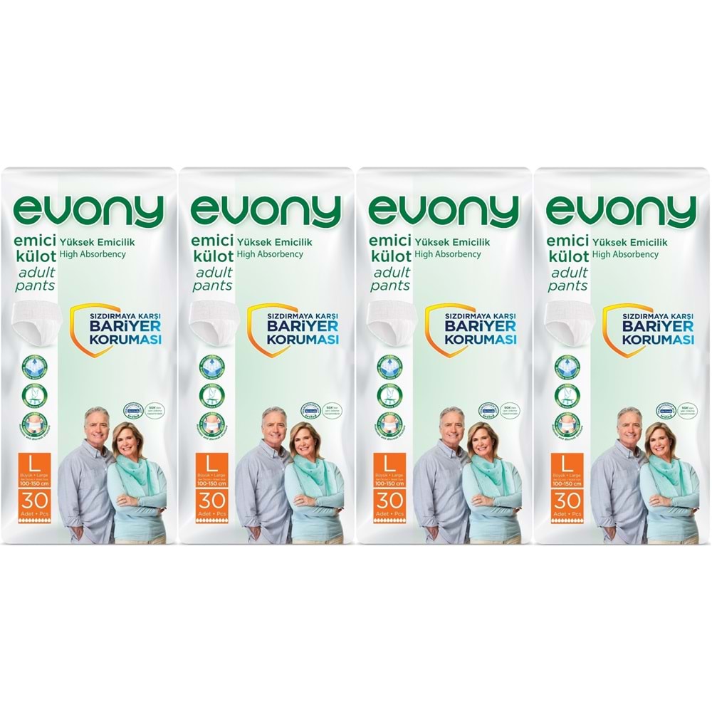 Evony Yetişkin Bezi Emici Külot L - Büyük - Large 120 Adet (4PK*30)