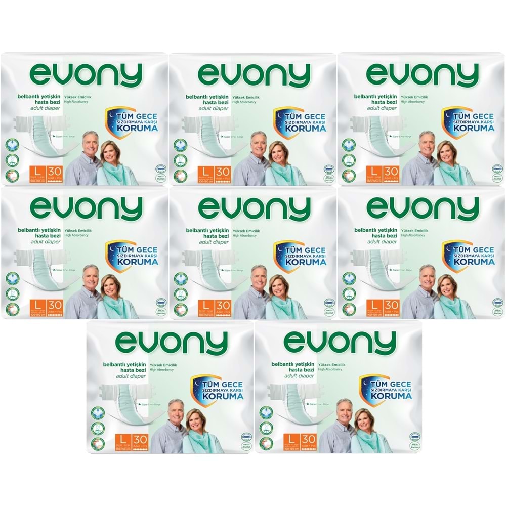 Evony Hasta Bezi Yetişkin Bel Bantlı Tekstil Yüzey L-Büyük 240 Adet (8PK*30)