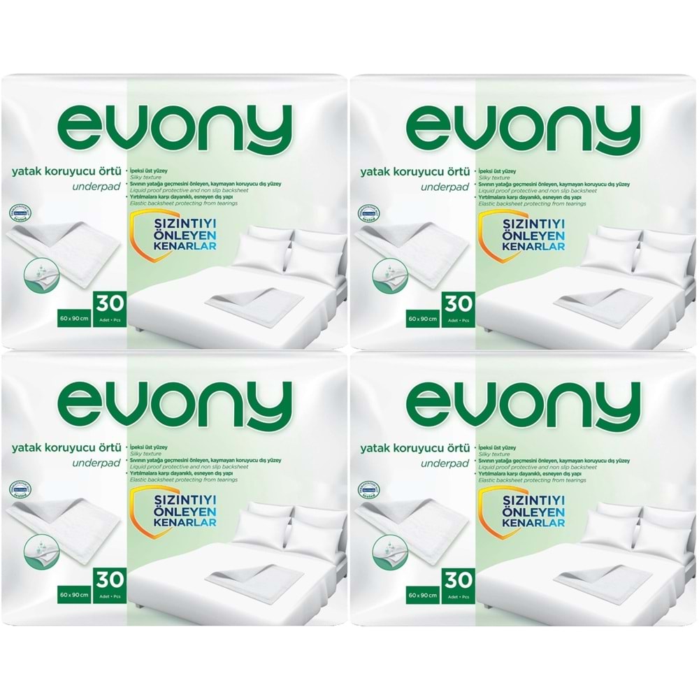 Evony Yetişkin Yatak Koruyucu Örtü 60*90CM 120 Adet (4PK*30) (Kaymaz Özellikli)