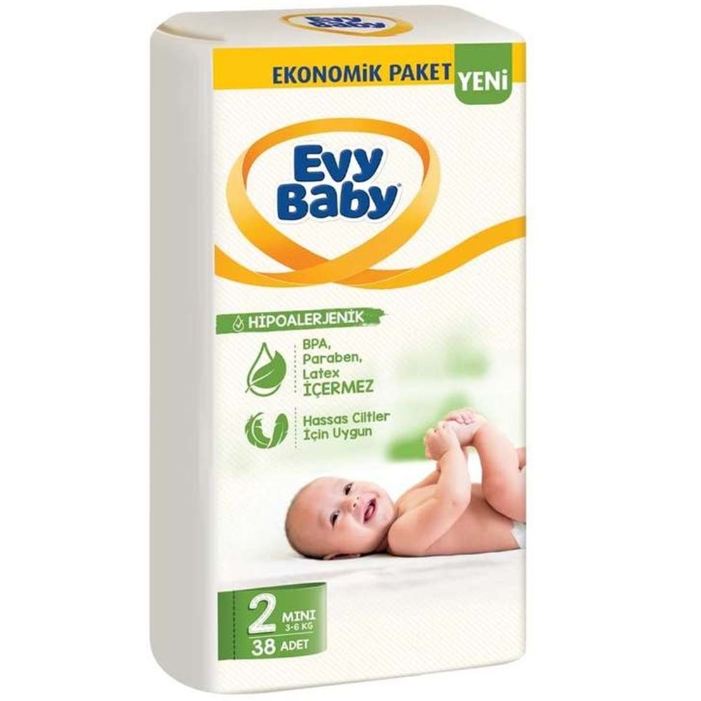 Evy Baby Bebek Bezi 2 Beden 3-6 KG Mini 76 Adet Süper Ekonomik Pk