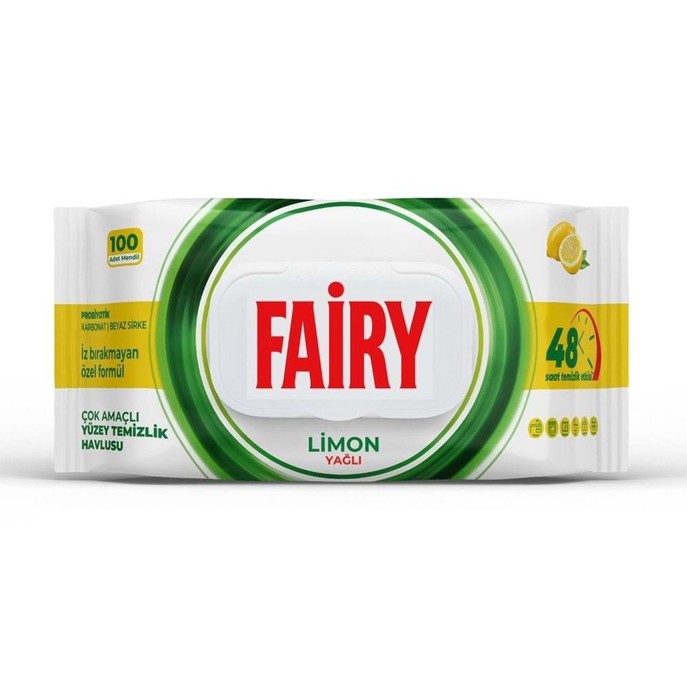 Fairy Yüzey Temizlik Havlusu 100 Yaprak Limon Yağlı - Beyaz Sirke - Karbonat (2 Li Set) 200 Yaprak