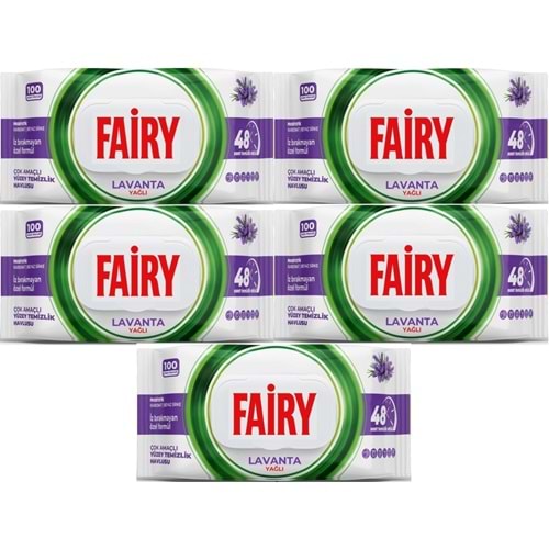 Fairy Yüzey Temizlik Havlusu 100 Yaprak Lavanta Yağlı - Beyaz Sirke - Karbonat (5 Li Set) 500 Yaprak