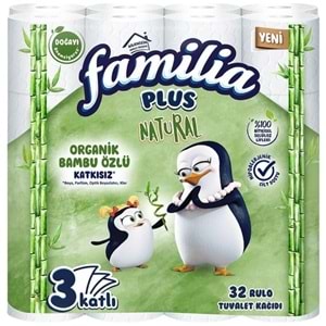 Familia Plus Tuvalet Kağıdı 3 Katlı 96 Lı Paket Natural Organik Bambu Özlü (3PK*32)