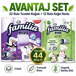 Familia Avantaj Set Plus Tuvalet Kağıdı 32 Li Rulo Sihirli Çiçekler + 12 Li Rulo Organik Bambu Özlü