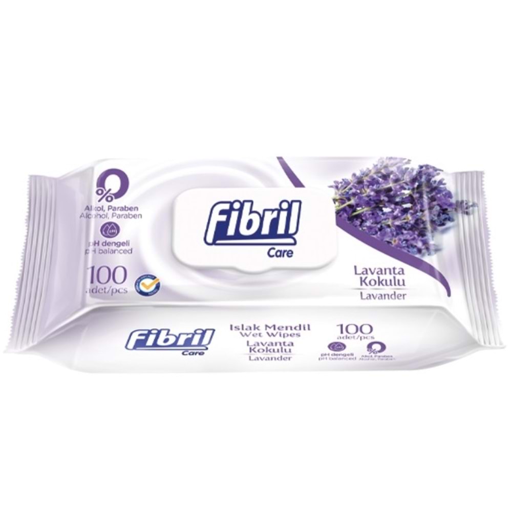 Fibril Islak Havlu Mendil 100 Yaprak Lavanta Plastik Kapaklı (6 Lı Set) 600 Yaprak