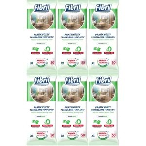 Fibril Yüzey Temizlik Havlusu 50 Yaprak XL Temizlik Kokulu 6 Lı Set 300 Yaprak Plastik Kapaklı