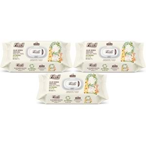 Fibril Islak Havlu Bebek Mendil 90 Yaprak Zeytinyağlı Plastik Kapaklı (3 Lü Set) 270 Yaprak