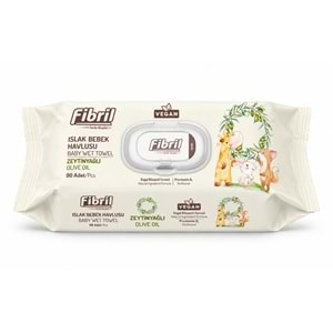 Fibril Islak Havlu Bebek Mendil 90 Yaprak Zeytinyağlı Plastik Kapaklı (5 Li Set) 450 Yaprak