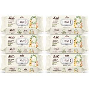 Fibril Islak Havlu Bebek Mendil 90 Yaprak Zeytinyağlı Plastik Kapaklı (6 Lı Set) 540 Yaprak