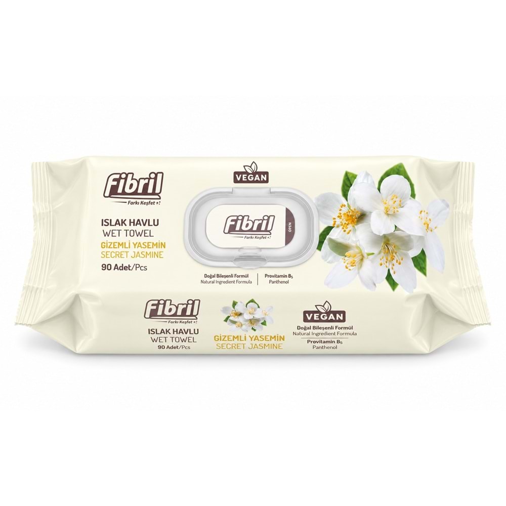 Fibril Islak Havlu Mendil 90 Yaprak Gizemli Yasemin Plastik Kapaklı (3 Lü Set) 270 Yaprak