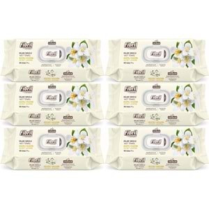 Fibril Islak Havlu Mendil 90 Yaprak Gizemli Yasemin Plastik Kapaklı (6 Lı Set) 540 Yaprak
