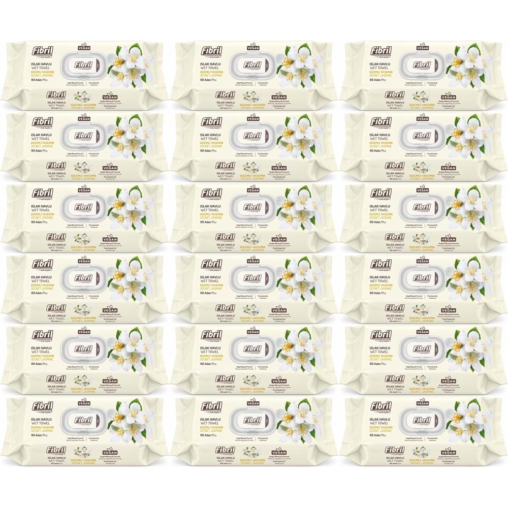 Fibril Islak Havlu Mendil 90 Yaprak Gizemli Yasemin Plastik Kapaklı (18 Li Set) 1620 Yaprak