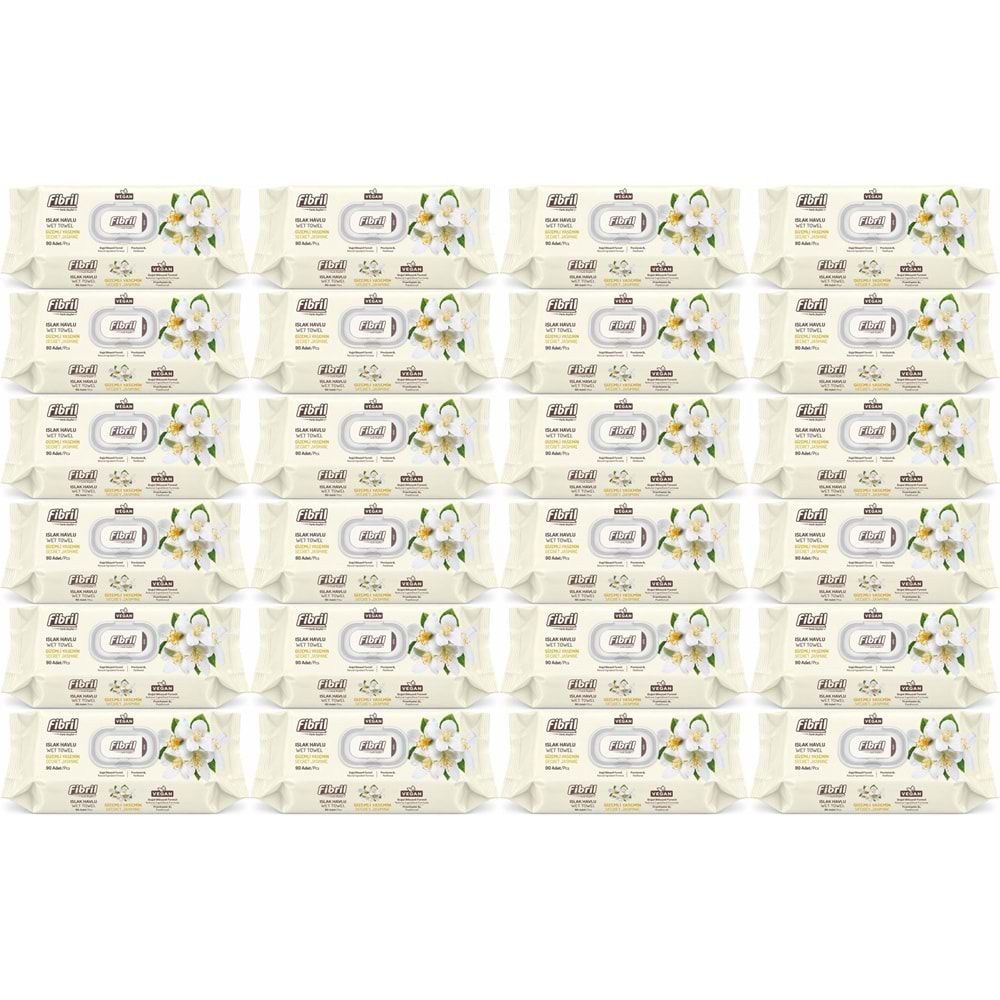 Fibril Islak Havlu Mendil 90 Yaprak Gizemli Yasemin Plastik Kapaklı (24 Lü Set) 2160 Yaprak