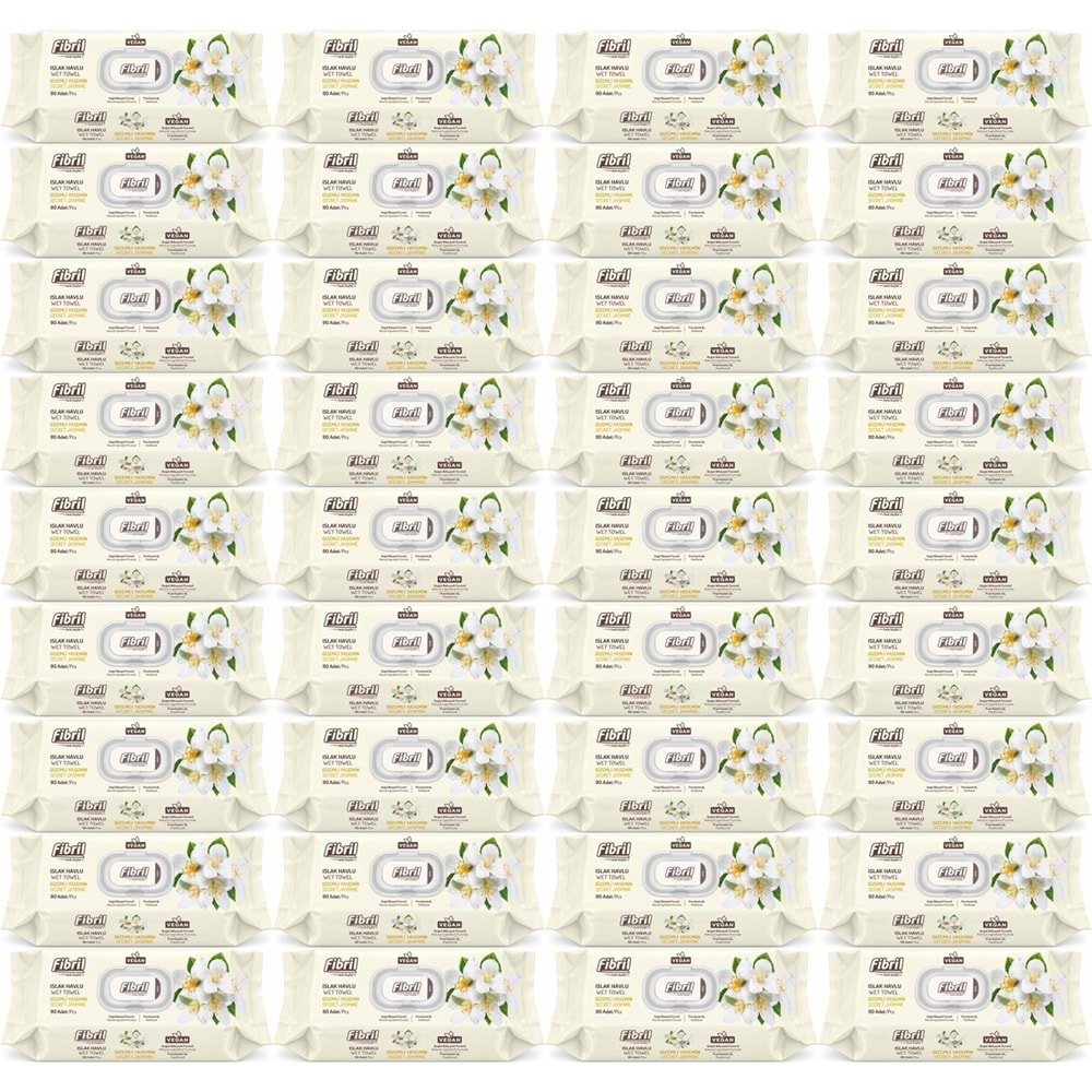 Fibril Islak Havlu Mendil 90 Yaprak Gizemli Yasemin Plastik Kapaklı (36 Lı Set) 3240 Yaprak