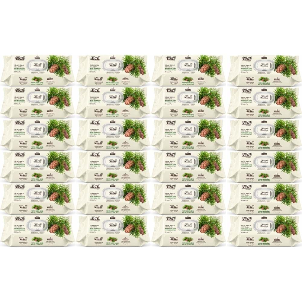 Fibril Islak Havlu Mendil 90 Yaprak Mistik Sedir Ağacı Plastik Kapaklı (24 Lü Set) 2160 Yaprak