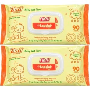 Fibril Islak Havlu Mendil 90 Yaprak Bebek Plastik Kapaklı (2 Li Set) 180 Yaprak