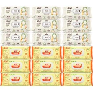 Fibril Islak Havlu Bebek Mendil 90 Yaprak Zeytinyağlı & Bebek (Karma 18 Li Set) 1620 Yaprak
