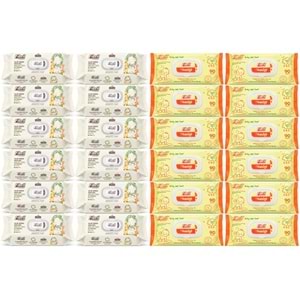 Fibril Islak Havlu Bebek Mendil 90 Yaprak Zeytinyağlı & Bebek (Karma 24 Lü Set) 2160 Yaprak