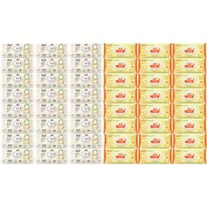 Fibril Islak Havlu Bebek Mendil 90 Yaprak Zeytinyağlı & Bebek (Karma 48 Li Set) 4320 Yaprak