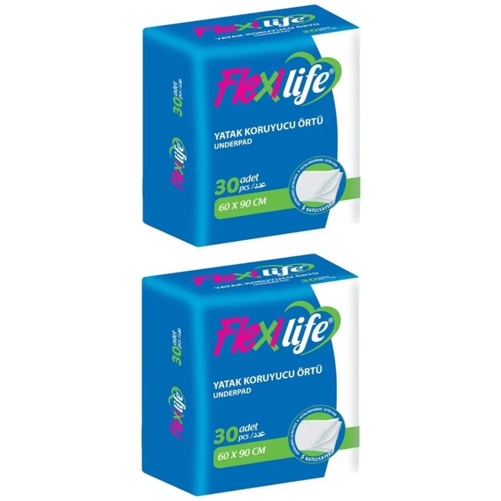 Flexi Life Hasta Alt Açma Yatak Koruyucu Örtü 60*90CM Klasik 60 Adet (2Pk*30)