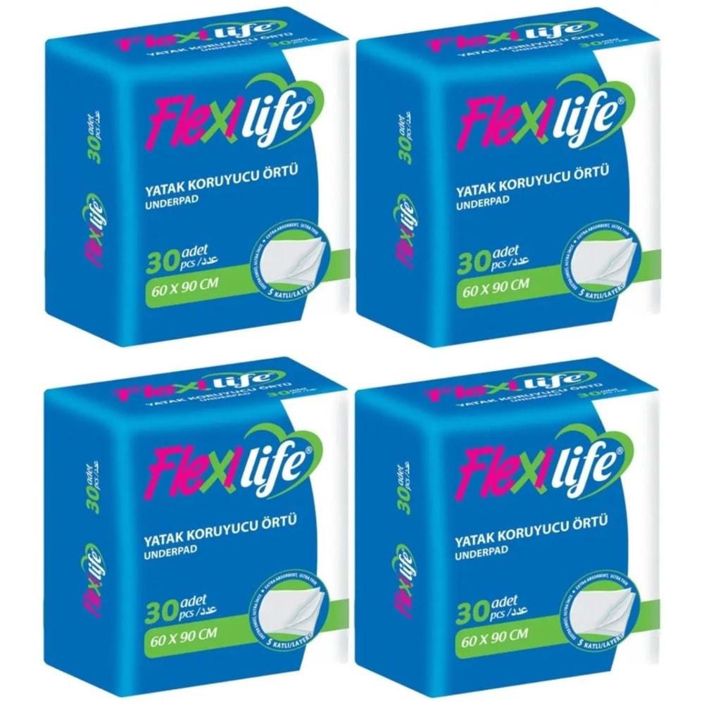 Flexi Life Hasta Alt Açma Yatak Koruyucu Örtü 60*90CM Klasik 120 Adet (4Pk*30)