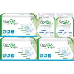 Flexi Life Yetişkin Hasta Bezi Bel Bantlı Tekstil Yüzeyli Orta 90 Adet + Yatak Koruyucu Örtü 60 Adet
